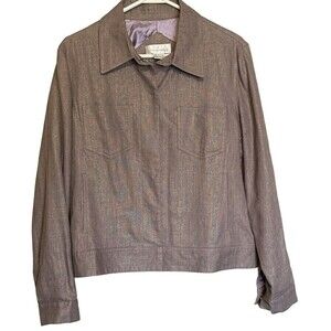 Soft Surroundings Jacket Blazer Womens Large Purple Metallic Boxy Linen Blend